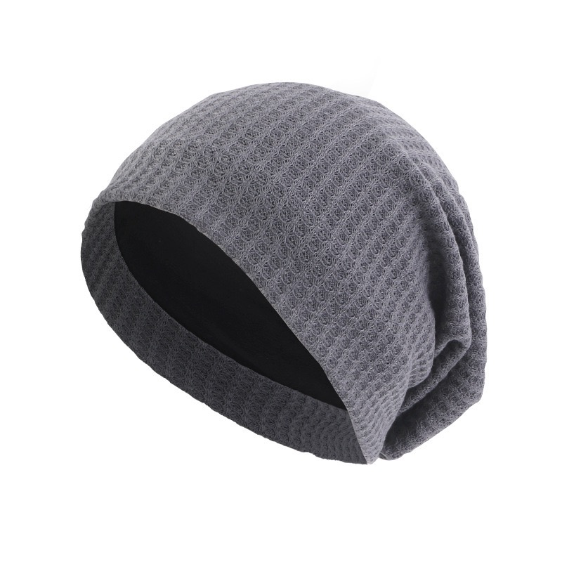 Unisex Solid Color Double-Layer Beanie - Breathable Cotton Hat for Spring/Fall & Maternity Use