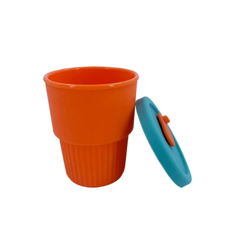 Nhà sản xuất trực tiếp Platinum Silicone Viral Sippy Cup đầy màu sắc sọc ống hút chống rò rỉ chai nước trẻ em