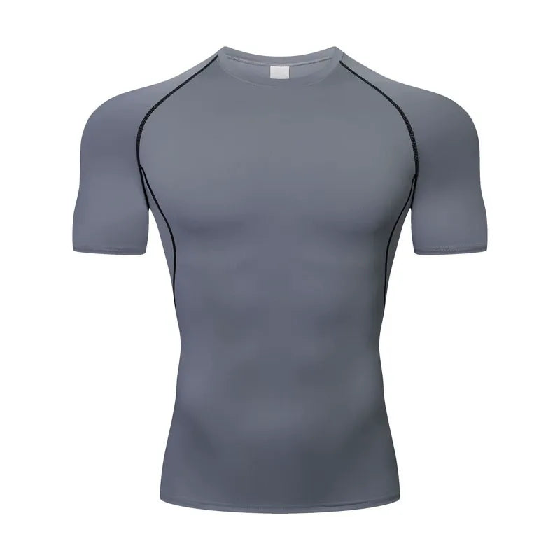 Cross-Border PRO Men's Tight Quick-Drying Shirts - Breathable, Short-Sleeve Fitness Wear, Outdoor Running Milk Silk Round Neck