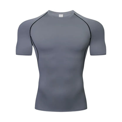Cross-Border PRO Men's Tight Quick-Drying Shirts - Breathable, Short-Sleeve Fitness Wear, Outdoor Running Milk Silk Round Neck
