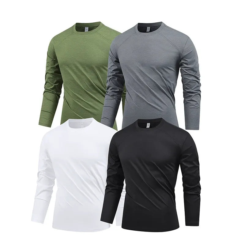 Outdoor Sunscreen Moisture-Wicking Round Collar Long-Sleeve T-Shirt for Men - 2025 Spring/Summer Running/Sports Fitness Top