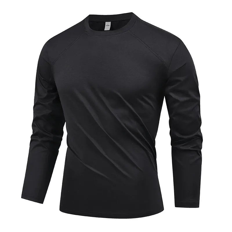 Outdoor Sunscreen Moisture-Wicking Round Collar Long-Sleeve T-Shirt for Men - 2025 Spring/Summer Running/Sports Fitness Top
