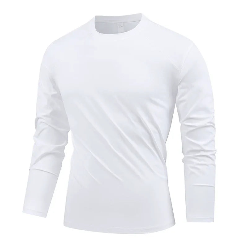 Outdoor Sunscreen Moisture-Wicking Round Collar Long-Sleeve T-Shirt for Men - 2025 Spring/Summer Running/Sports Fitness Top
