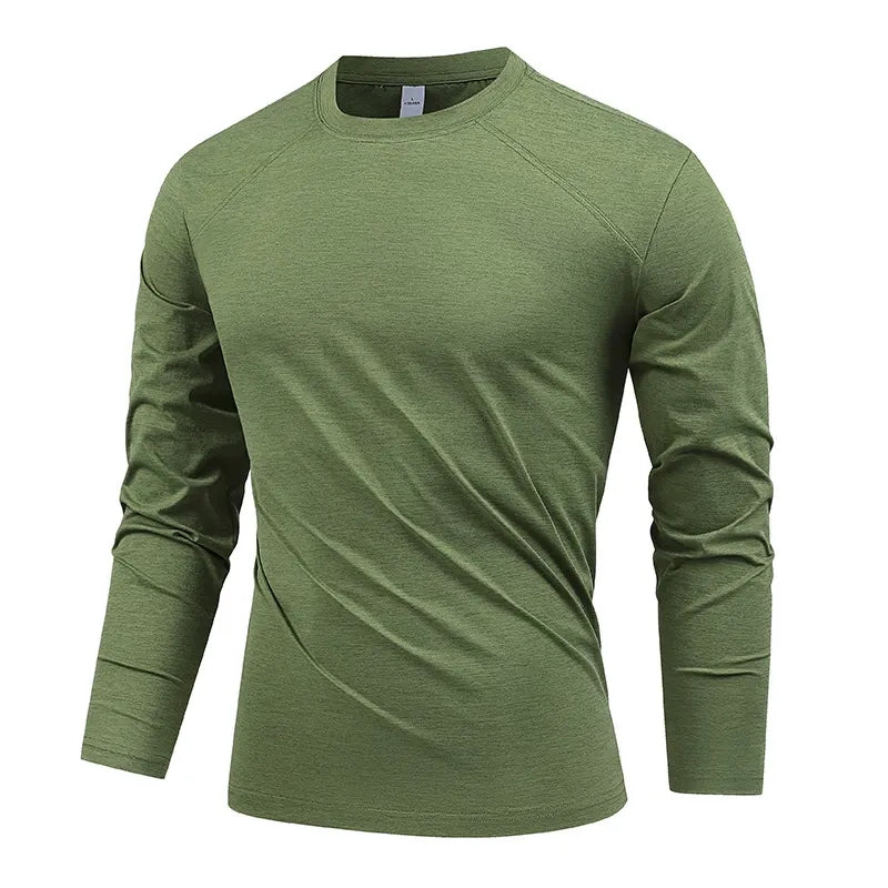 Outdoor Sunscreen Moisture-Wicking Round Collar Long-Sleeve T-Shirt for Men - 2025 Spring/Summer Running/Sports Fitness Top