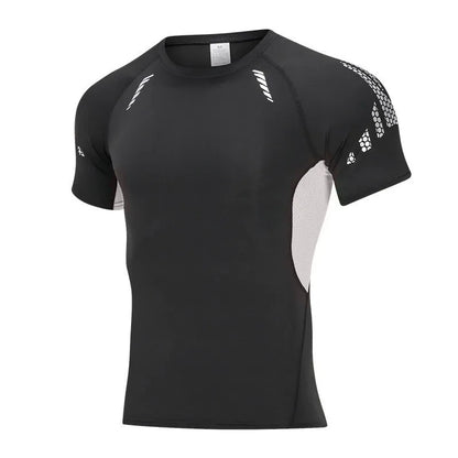 Men's High-Elastic Quick-Drying Long/Short Sleeve Sports Tight - Basketball, Soccer, Fitness Cycling Base Layer White Sweat-Absorbent T-Shirt