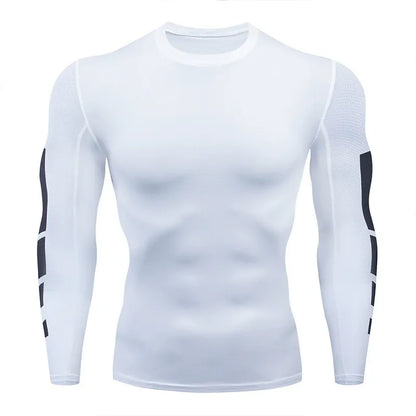 Men's High-Elastic Quick-Drying Long/Short Sleeve Sports Tight - Basketball, Soccer, Fitness Cycling Base Layer White Sweat-Absorbent T-Shirt