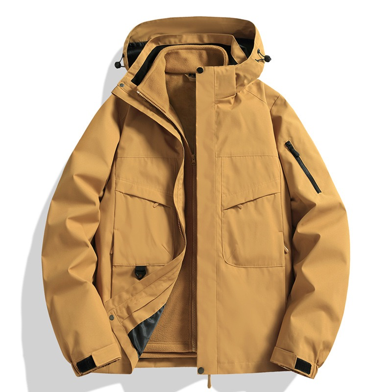 Autumn and Winter Outdoor Windproof and Waterproof Insulated Detachable 3-in-1 Climbing Ski Jacket Trendy