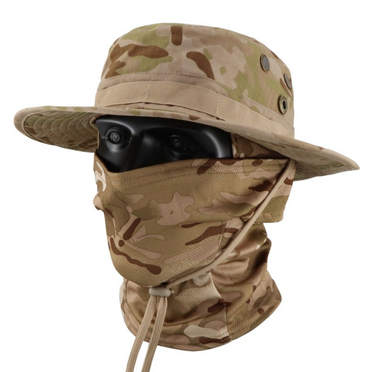 Camouflage Tactical Bucket Hat Set Multi-Function Outdoor Fishing Hat Fisherman's Hat UV Protection Breathable Round-Edged Hat Men