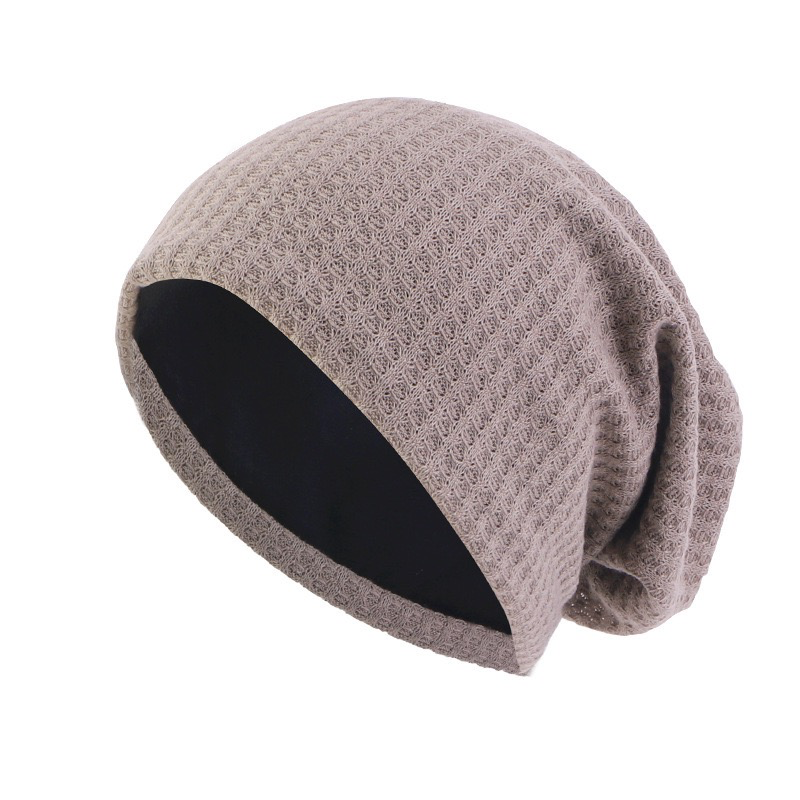 Unisex Solid Color Double-Layer Beanie - Breathable Cotton Hat for Spring/Fall & Maternity Use