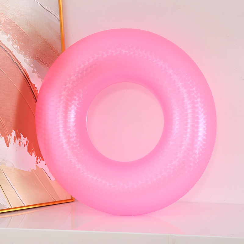 New Thickened Children's Swimming Ring - PVC Inflatable Fluorescent Solid Color Simple Swimming Ring, 4D Fluorescent Swimming Ring