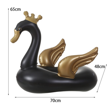 New Eco-Friendly Thickened PVC Black Gold Goose Inflatable Swimming Ring - Baby Seat Ring, Cute Creative Plastic Outdoor Water