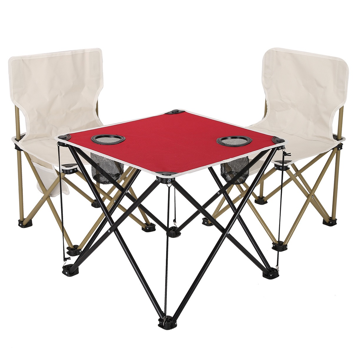 Outdoor Folding Table and Chair Set - Oxford Cloth Backrest, Portable Storage Lightweight Camping Sketching Folding Table