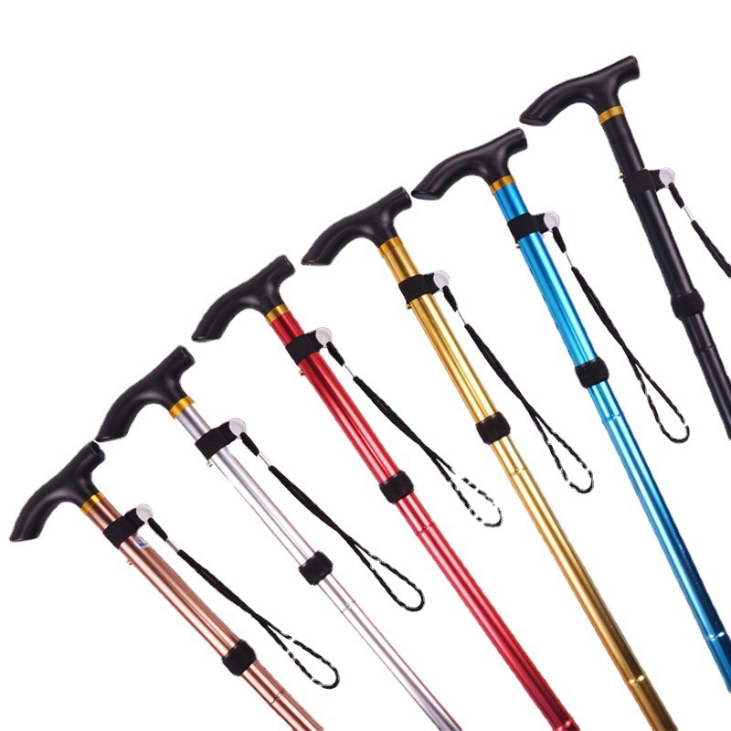 Outdoor Folding Trekking Stick - 5-Section Telescopic Senior Crutch, Travel Mountain Climbing Stick, Wholesale