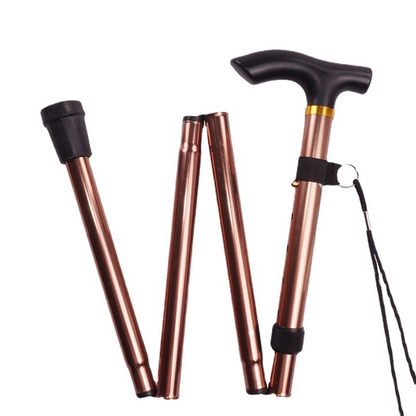 Outdoor Folding Trekking Stick - 5-Section Telescopic Senior Crutch, Travel Mountain Climbing Stick, Wholesale