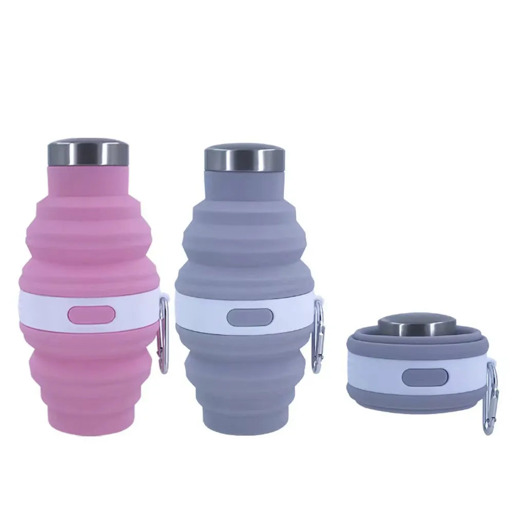 Silicone Folding Water Bottle 475ml Outdoor Sports Retractable Portable Flask New Cross-Border Gift Travel Cup