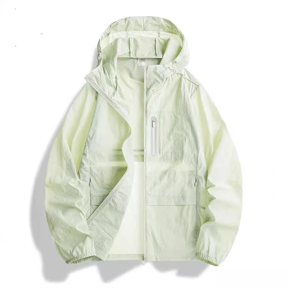 Color blocking thin sun protection clothing for men and women, couple style, summer outdoor hooded, UV resistant sun protection clothing, trendy