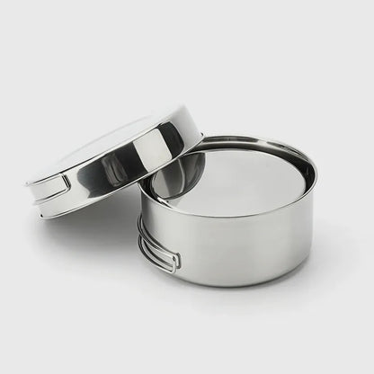 Outdoor Stainless Steel Cookset 4-Piece Set Portable Picnic Camping Pot Foldable Combination Cookware Set