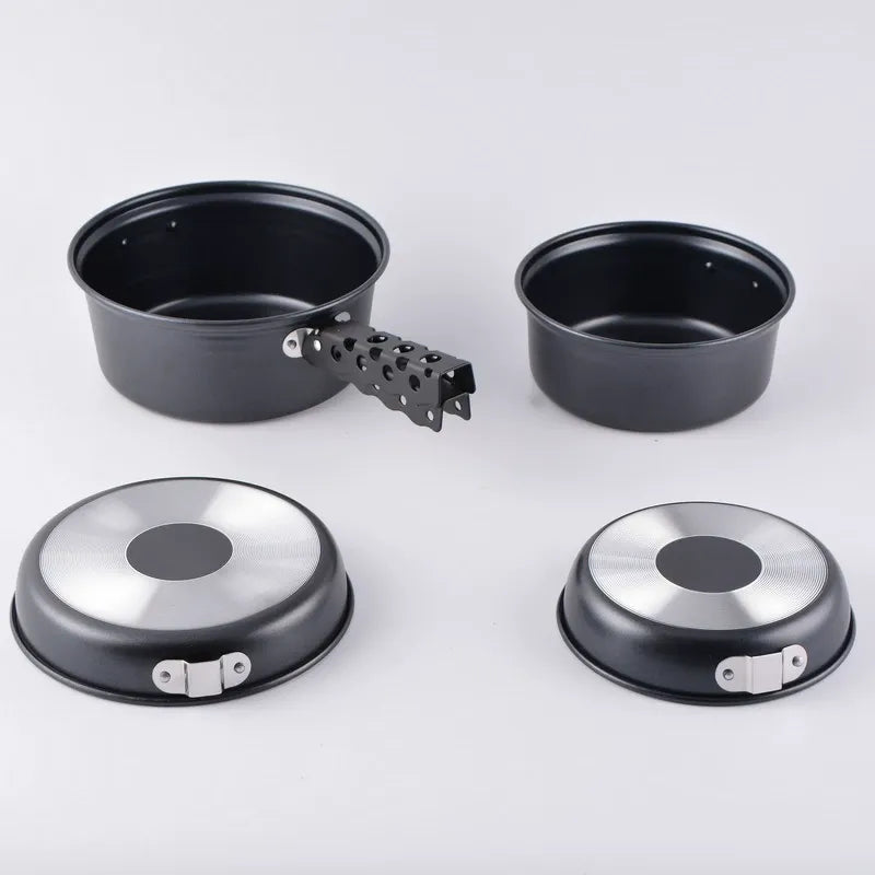 Aluminum Camping Cookware Set Non-Stick Pot Set Portable Outdoor Camping Hiking FCM Certified