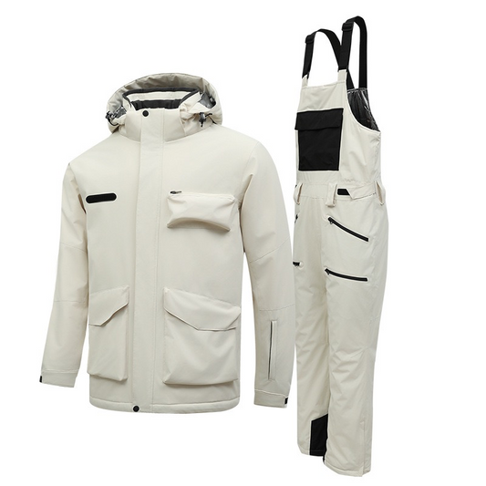 Workwear Ski Suit Set Winter Single/Double Board Waterproof Windproof Ski Mountaineering Warmth Sling Pants Set for Men and Women